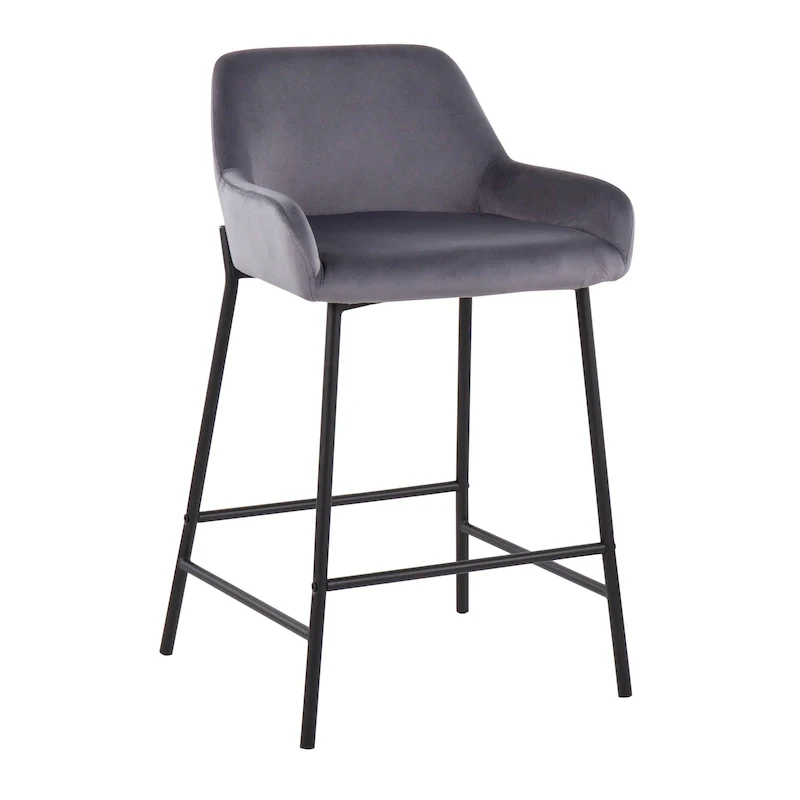 Carbon Loft Galotti Black Fixed-Height Upholstered Counter Stool - Set of 2