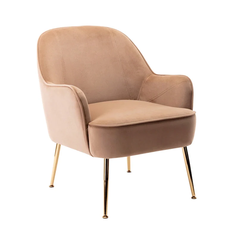 Velvet Upholstered Accent Chair with Gold Chrome Legs