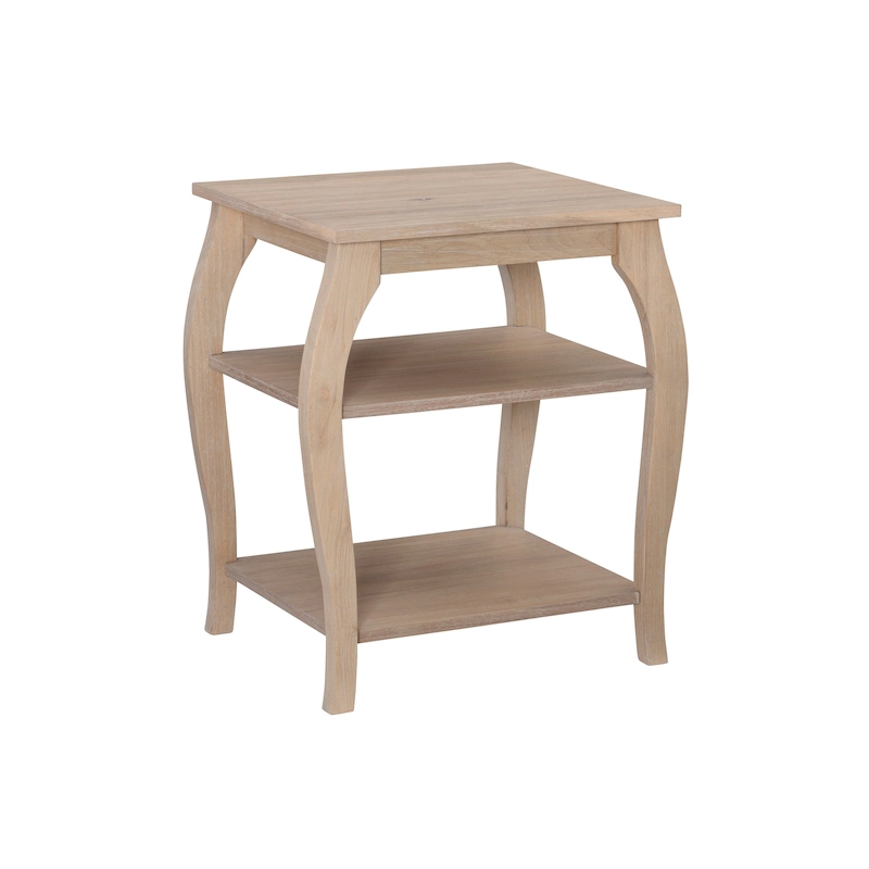 Ingrid Wood Farmhouse Side Table with 2 Shelves