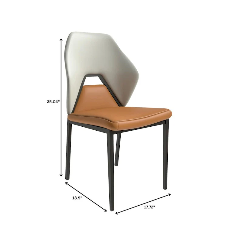 PU Leather Dining Chair – Brown/Grey/Blue Grey/Green Blue/White, Iron Legs, Single