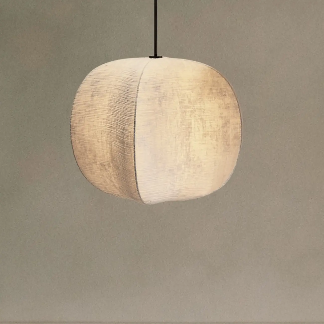Modern Beige Fabric Geometric Pendant Light Adjustable Height