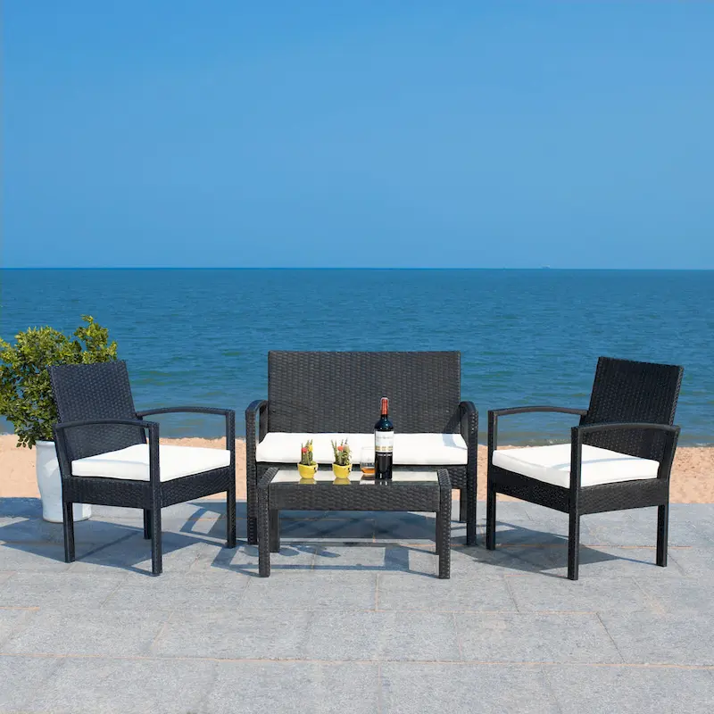 SAFAVIEH Outdoor Sherlyn 4-Piece Conversation Patio Set - 40W x 32D x 24H