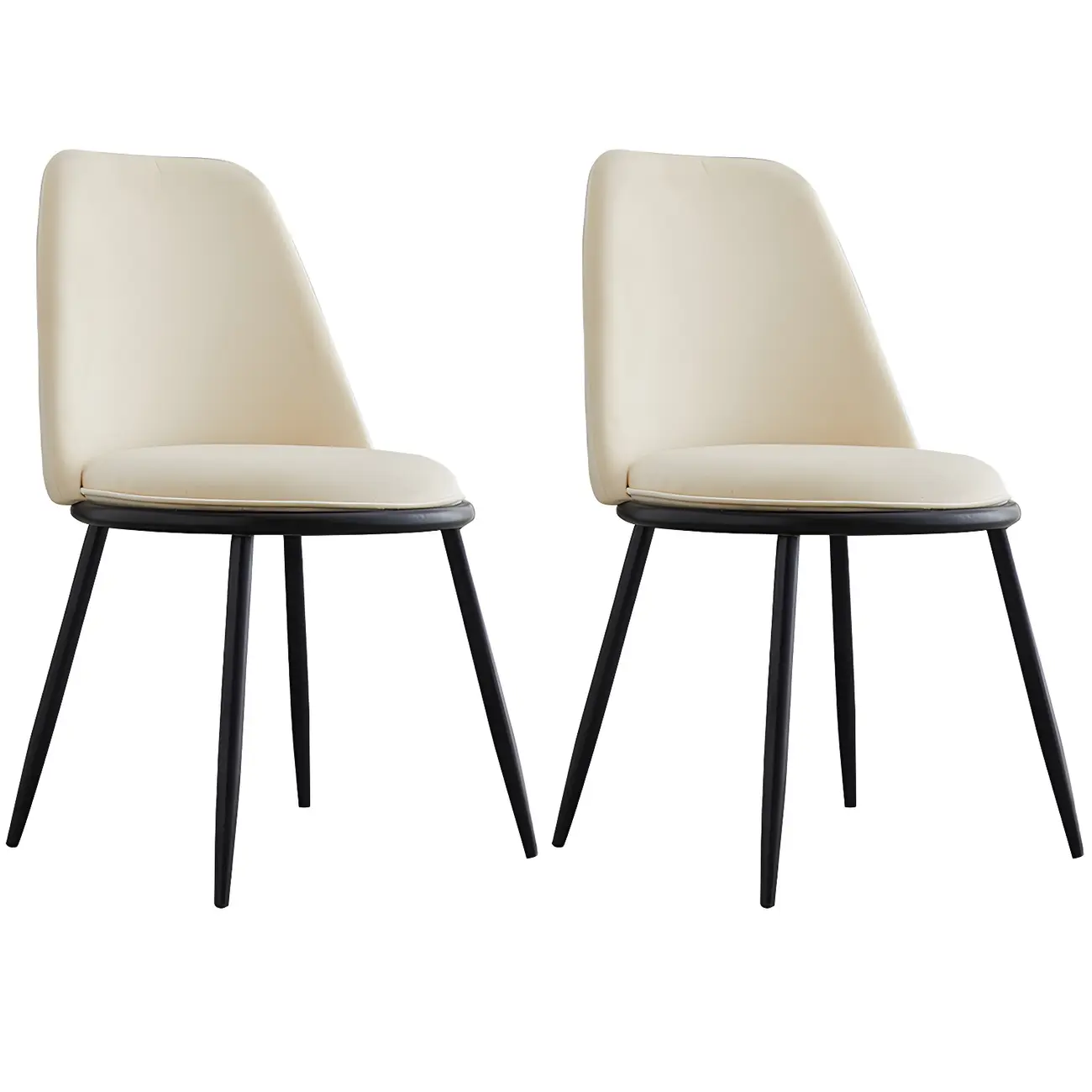 Glam Scandinavian Leather Armless Dining Chairs Metal Frame