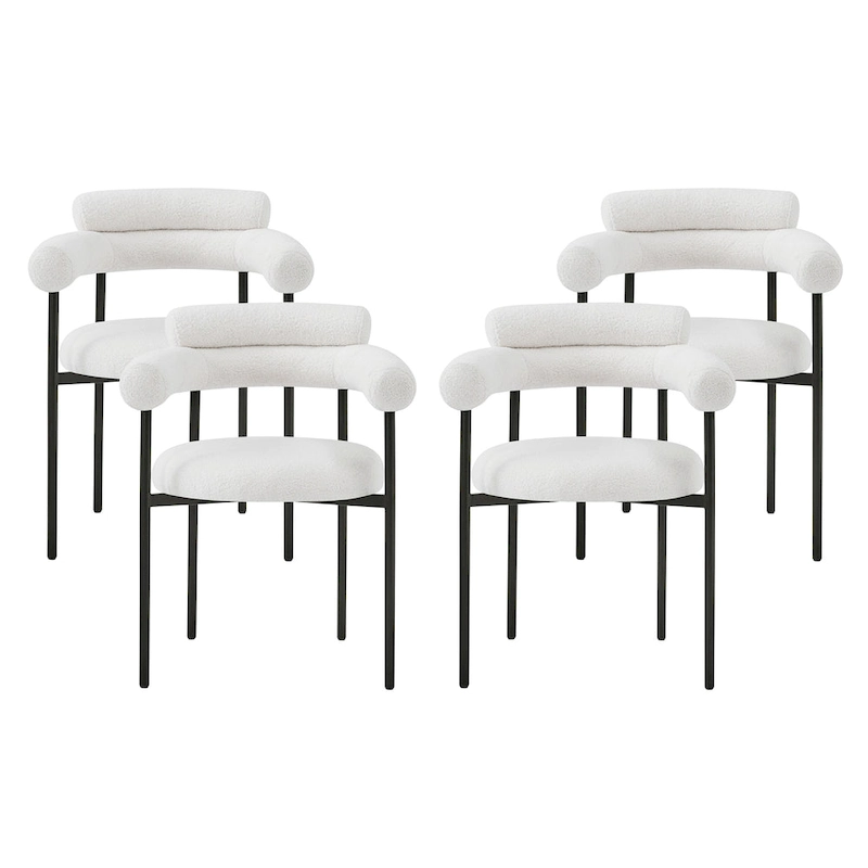Naci Modern Fabric Arm Dining Chairs with Metal legs by Christopher Knight Home
