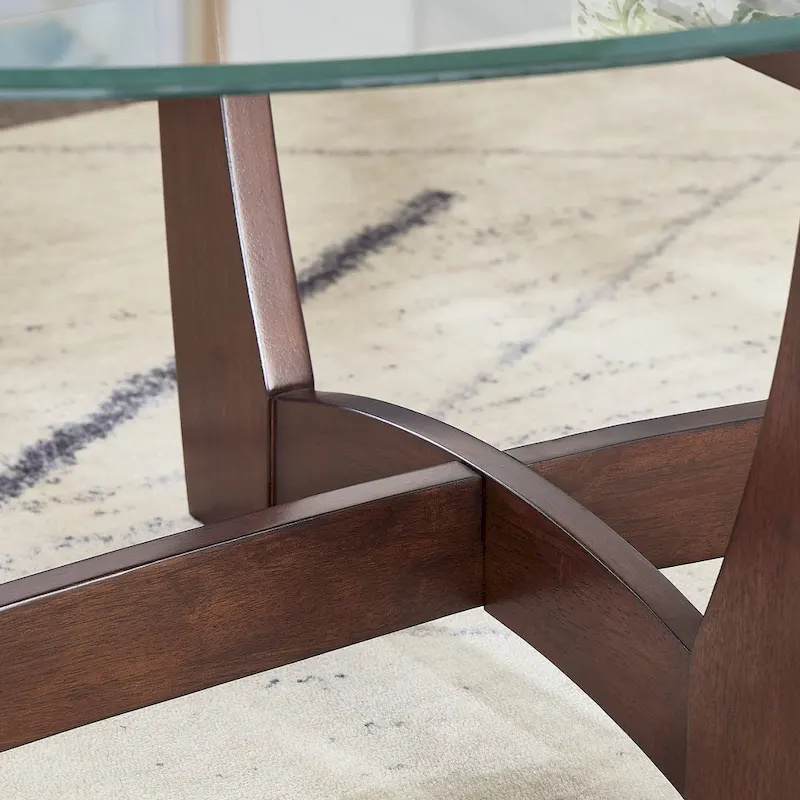 23.5 inch round glass coffee table