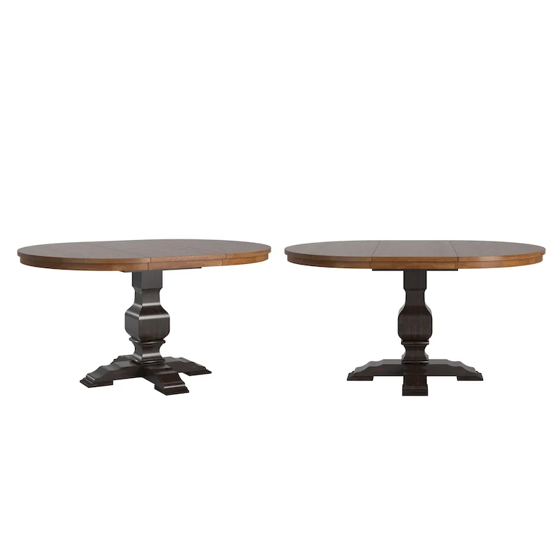 Two-Tone Oval Solid Wood Extending Dining Table