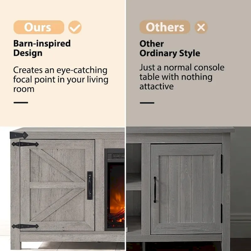 Farmhouse Fireplace TV Stand, Rustic Entertainment Center