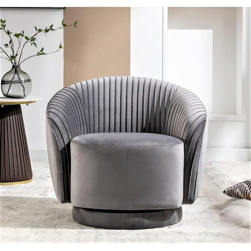 Modern Barrel Swivel Accent Chair with Plush Velvet Upholstery
