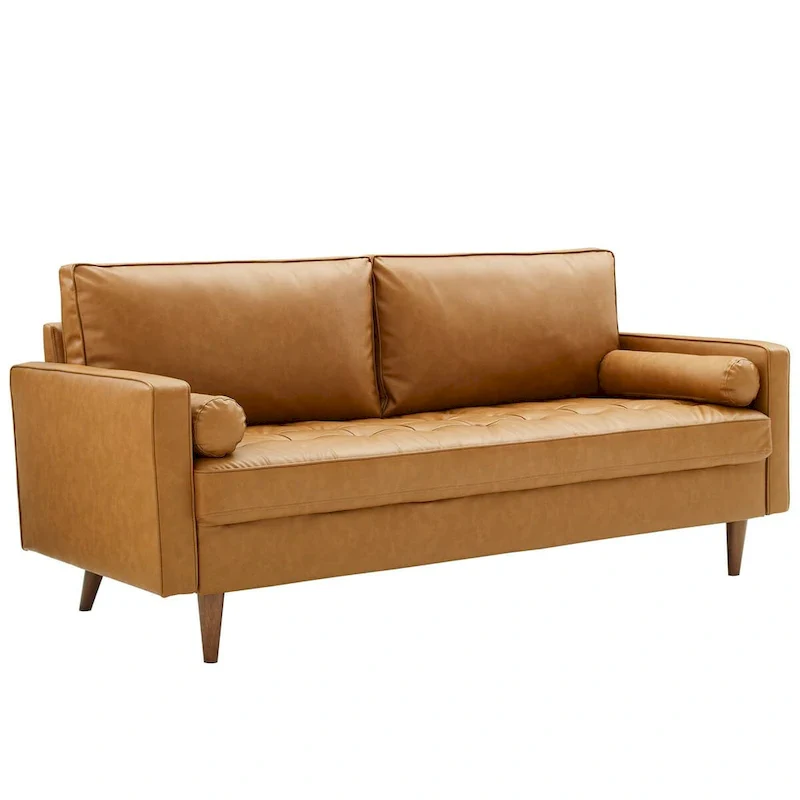 Upholstered Faux Leather Sofa