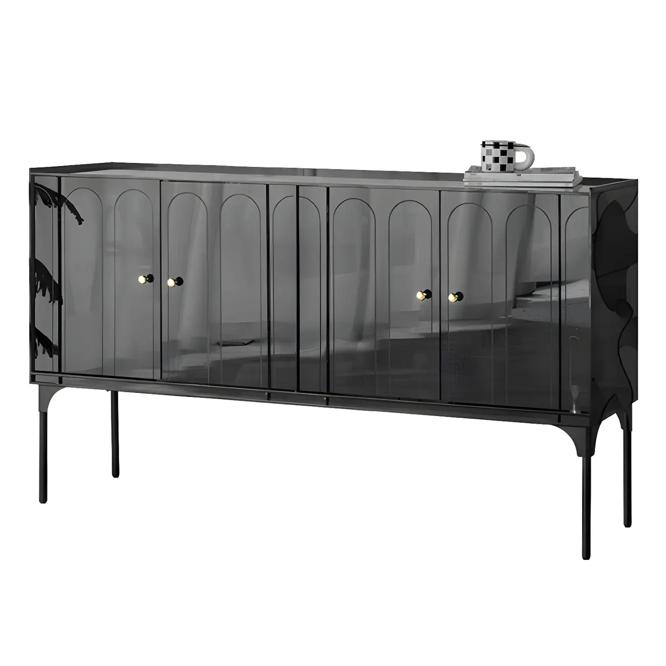 Modern Plastic/Acrylic Sideboard Cabinets with Shelves in Red