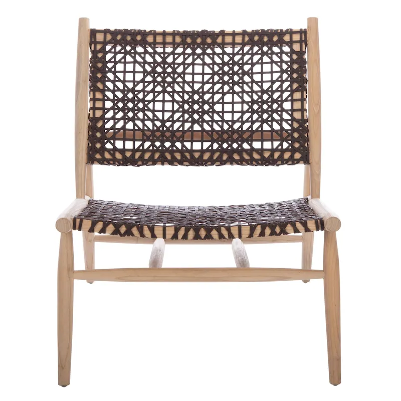 White Leather Woven Accent Chair - Single Seat