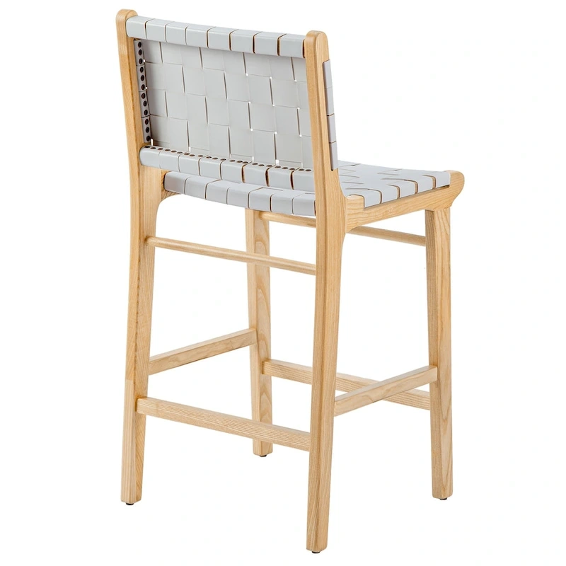 Fully Assembled Woven Leather Counter Height Bar Stools - 18.9W x 18.9D x 38.2H