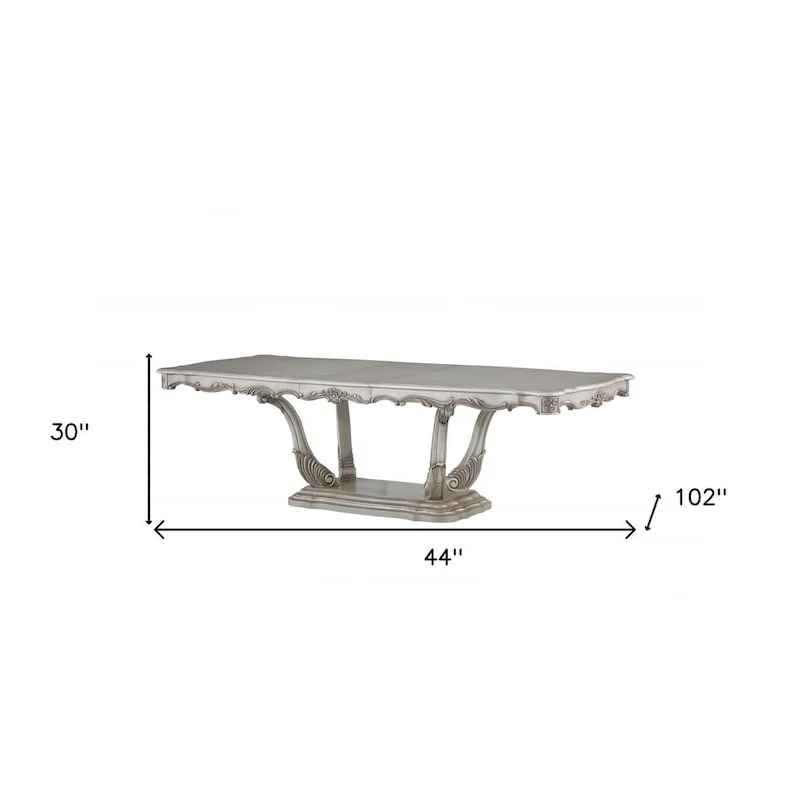 44 Off White Solid Wood Pedestal Base Dining Table