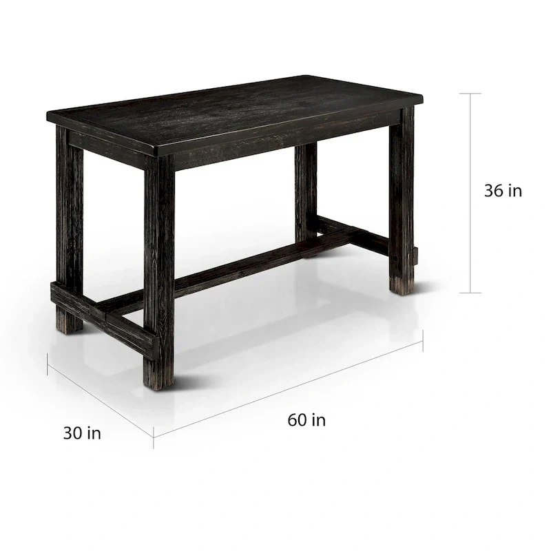 Furniture of America Tays Rustic Black 60-inch Counter Height Dining Table