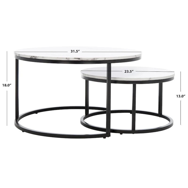 SAFAVIEH Elberta 2 Round Nesting Coffee Table - 43 L x 36 D x 18 H - 32Wx32Dx18H