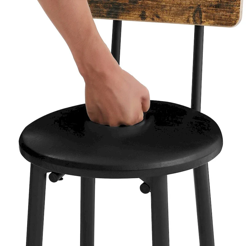 Industrial Bar Table with 2 Stools - Rustic Brown/Grey