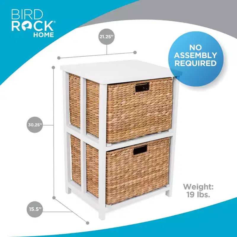 BirdRock Home Seagrass 2-Tier File Cubby Cabinet - Natural
