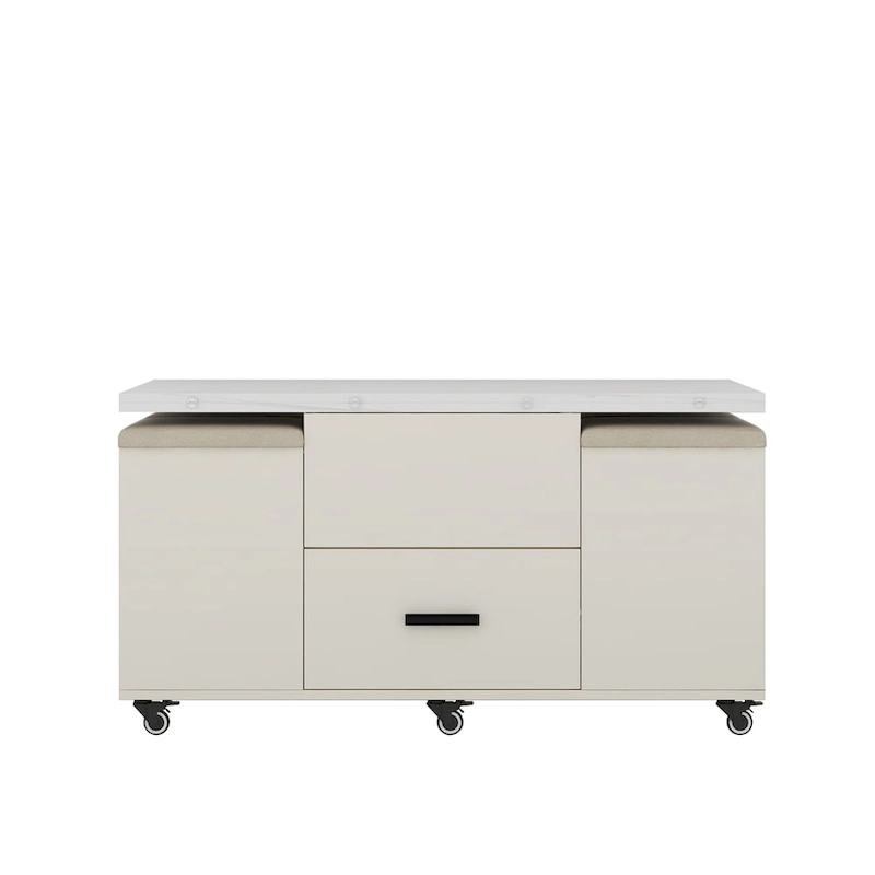 Modern Lift-Up Coffee Table with 4 Stools and 2 Drawers