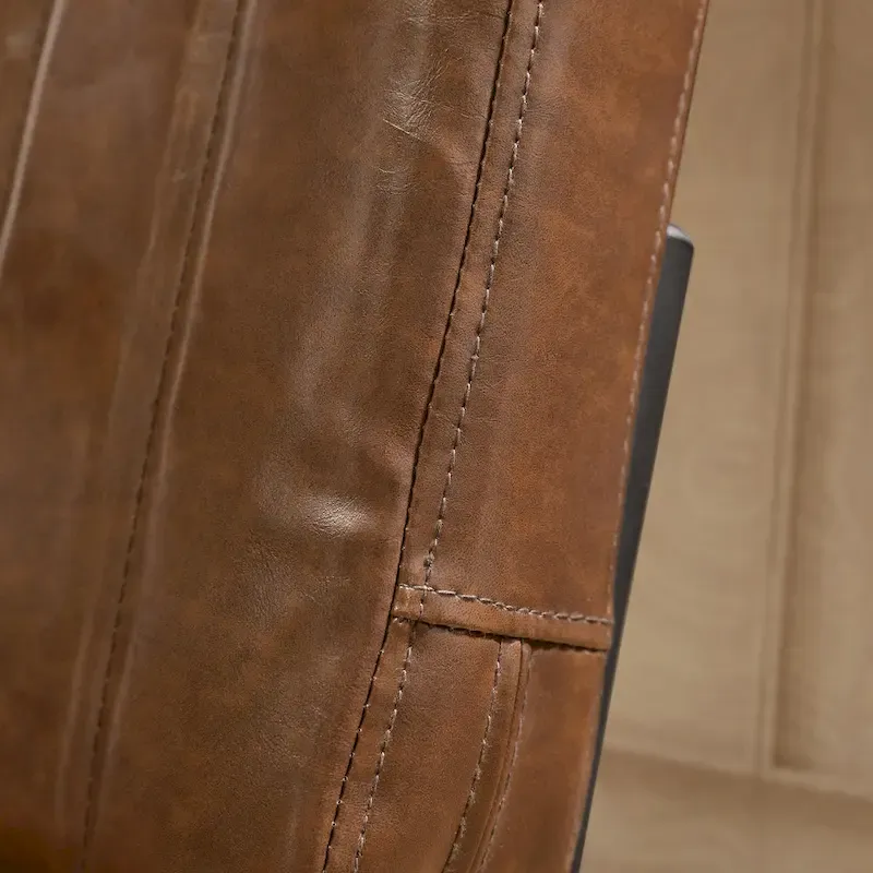 Brown Faux Leather Counter Stool with Chrome Frame