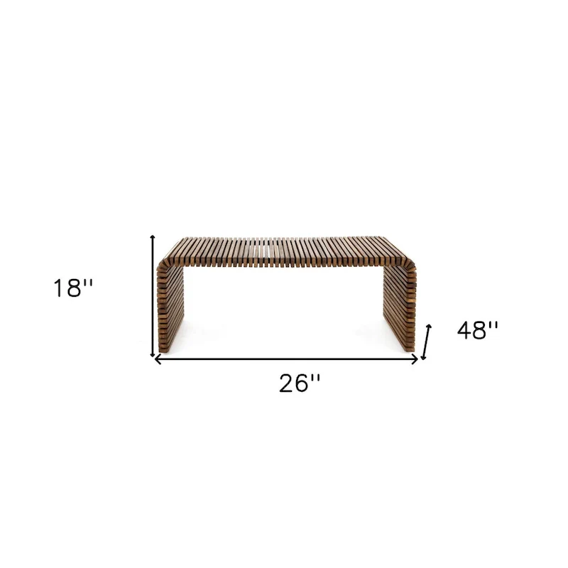 26-Inch Brown Solid Wood Striped Coffee Table