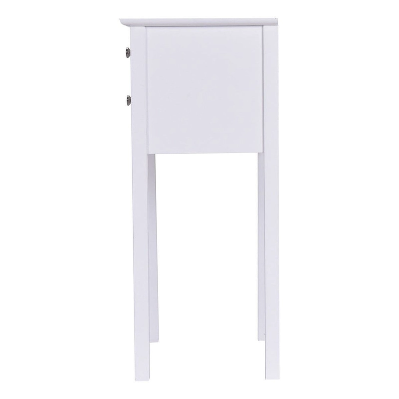 Side Table End Accent Table with 2 Drawers-White - 16.0 x 13.0 x 30.0 (L x W x H)