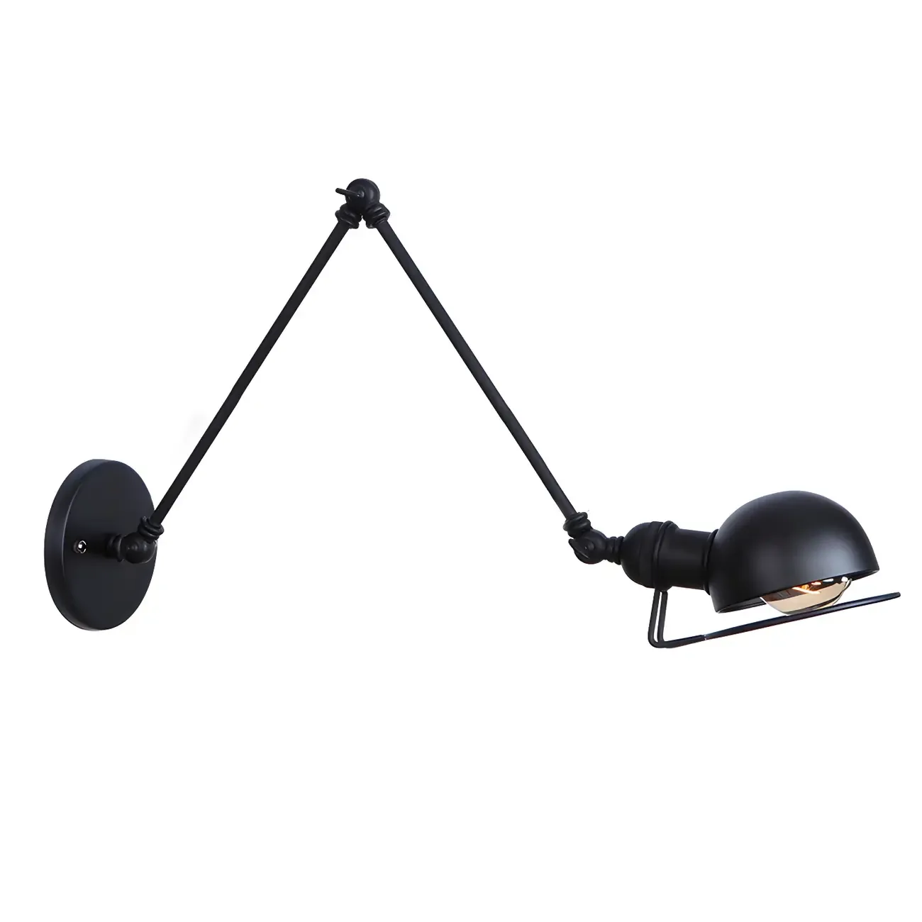 Industrial Black Adjustable Swing Arm Wall Sconce