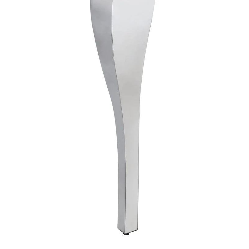 79-inch chrome-legged glass tabletop dining table