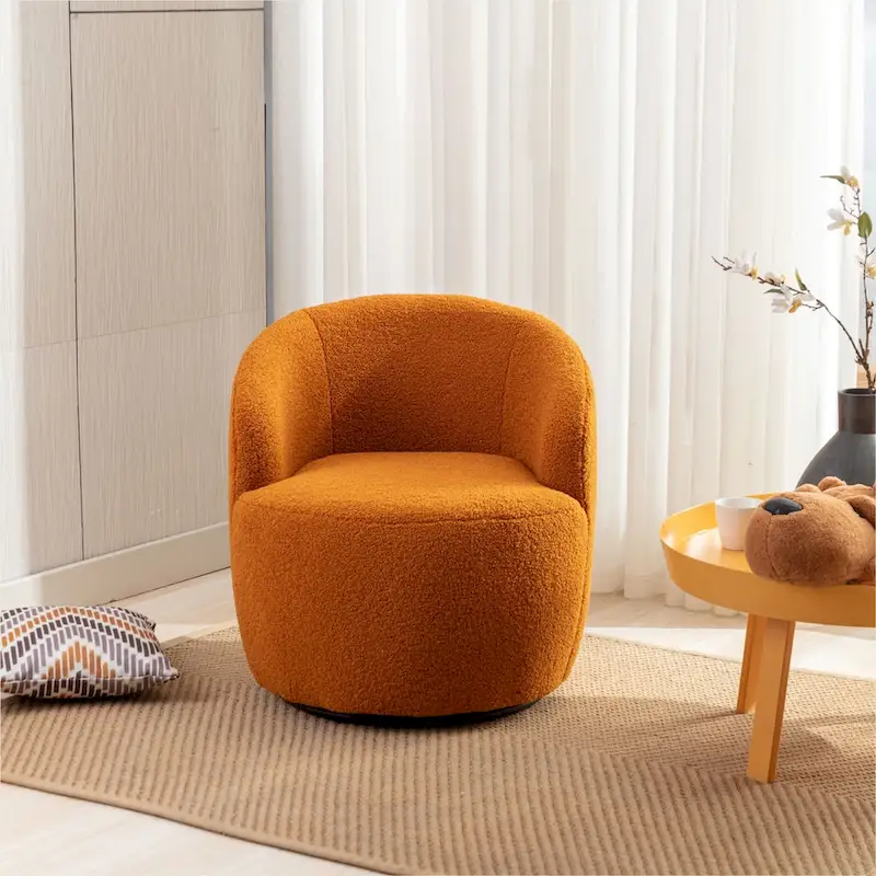 Teddy Fabric Swivel Accent Armchair Barrel Chair