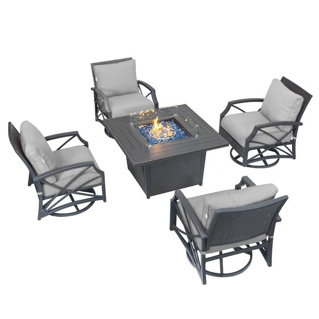 Kinger Home Ethan Rattan 5-Piece Patio Furniture Set - 42-Inch