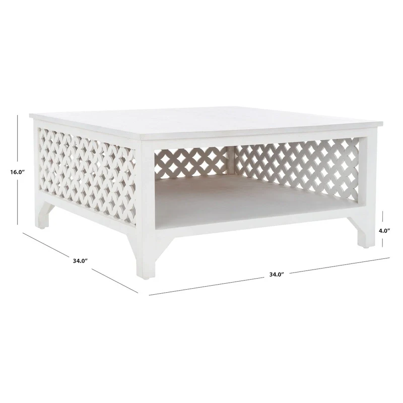 SAFAVIEH Bernardina Square Single Shelf Coffee Table - 34 L x 34 D x 16 H - 34Wx34Dx16H