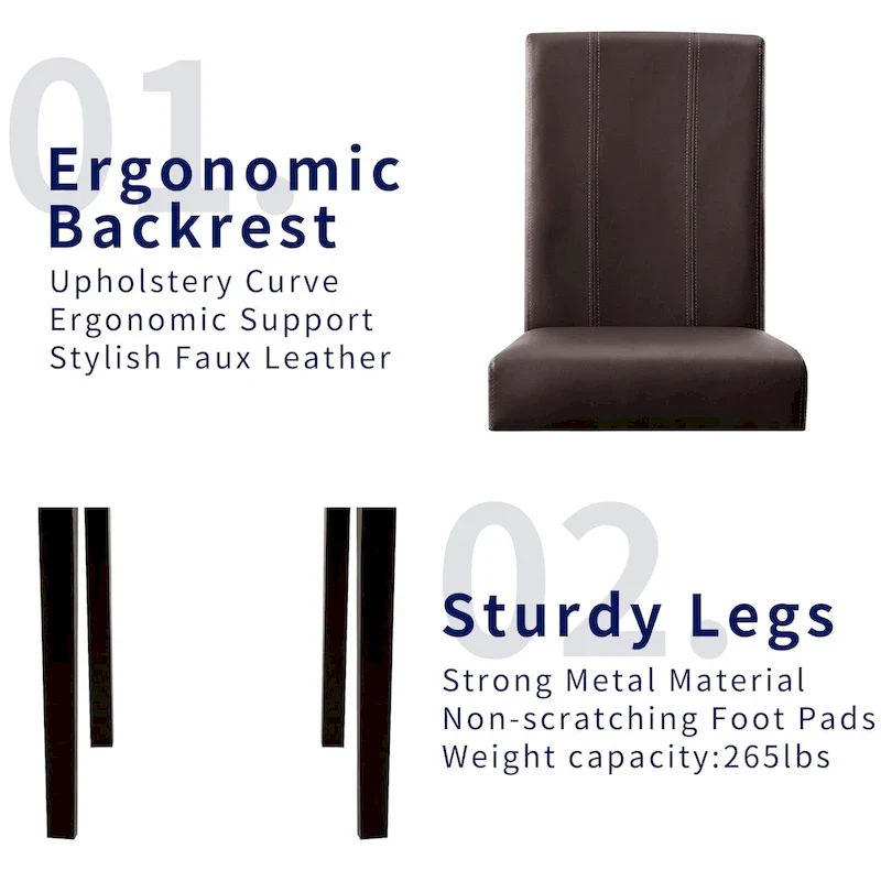 Subrtex(Set of 2)Faux Leather Parsons Upholstered Dining Chair