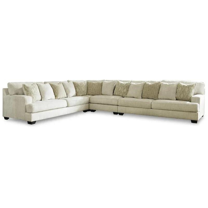 Ivory and Peach 4-Piece Sectional Sofa