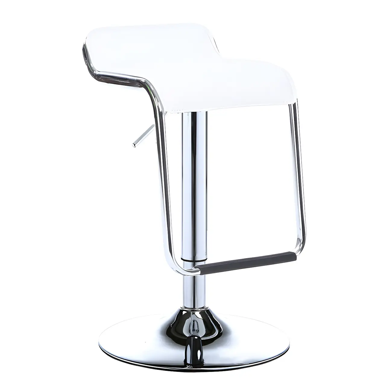 Modern Pedestal Swivel Bar Stool Adjustable Height Low Back Faux Leather