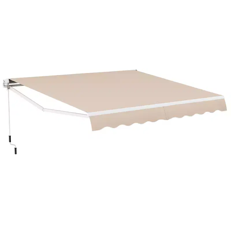 Costway Retractable Patio Awning Aluminum Deck Sunshade Shelter Outdoor Beige