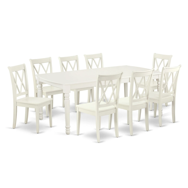 East West Furniture Dining Table Set- a Rectangle Kitchen Table and Dinette Chairs, Linen White(Pieces Option)