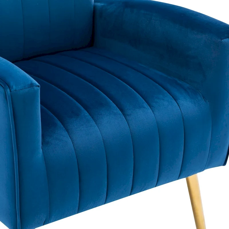 Velvet Comfy Accent Chair Cozy Arm Chair with Wingback and Gold Metal Legs