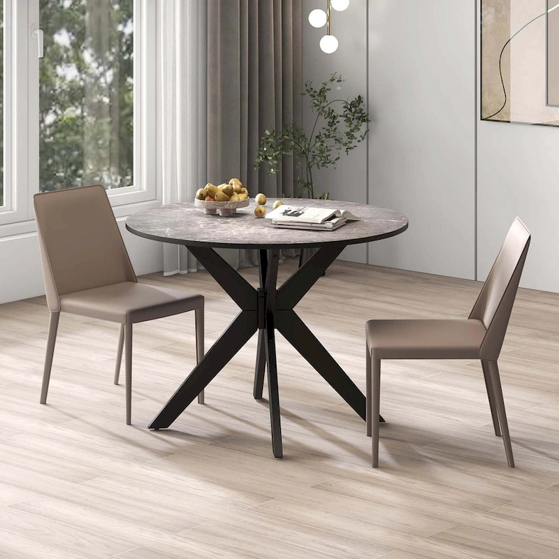 Costway Round Dining Table 36  Faux Marble Tabletop Rubber Wood Legs - See Details