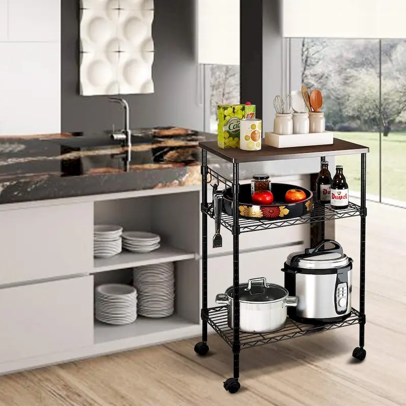 3-Tier Kitchen Utility Cart Black