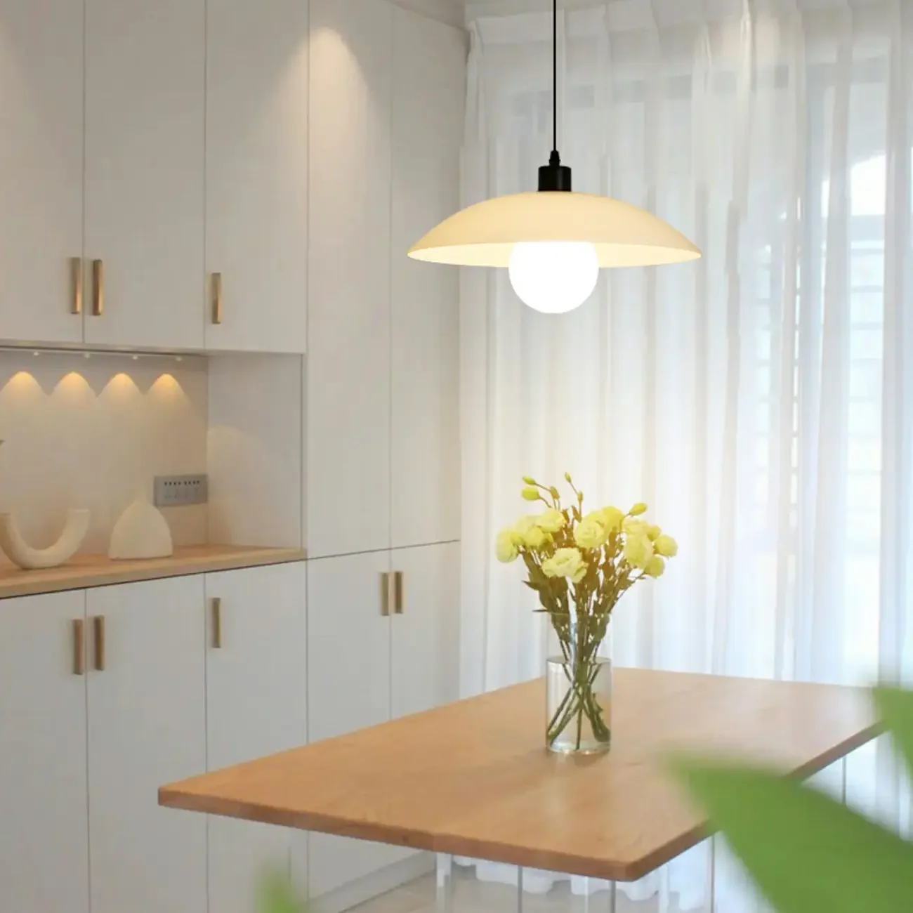 Modern White Glass Adjustable Dining Pendant Lighting