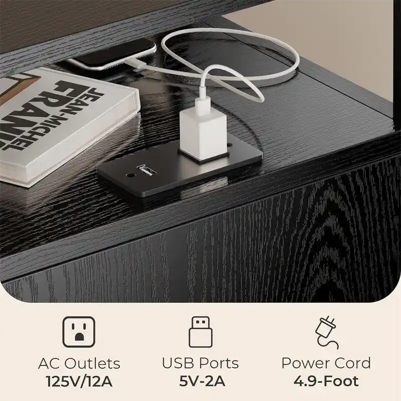 File Cabinet with Lock Charging Station 2 Drawers Rolling Filing Cabinet - 15.7 D x 15.7 W x 26 H