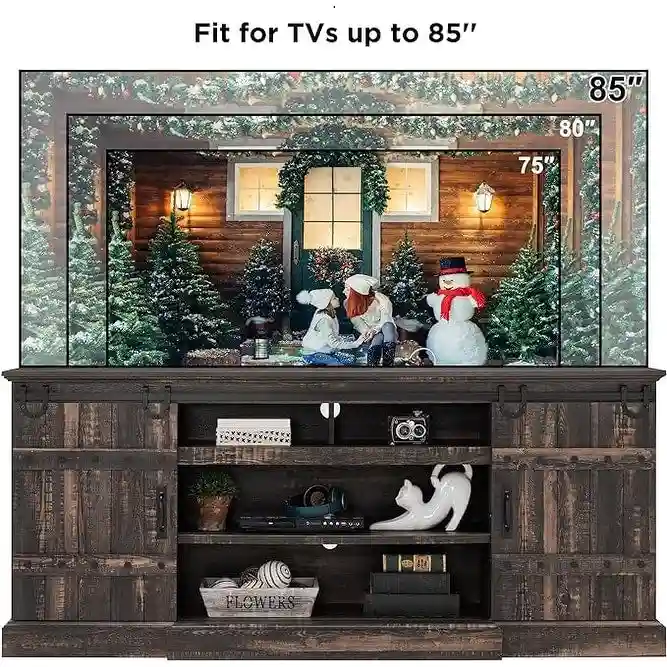 Modern Grey Sideboard Buffet Cabinet with 3 Drawers & Adjustable Shelves
