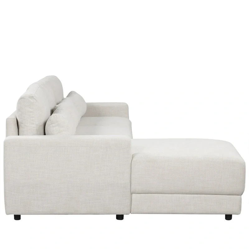 L-shaped Modular Sectional Sofa with Removable Back Cushions and 3 Pillows