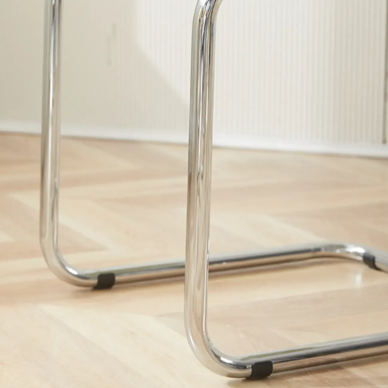 Simple Metal Armless Dining Chair in Yellow Solid Back