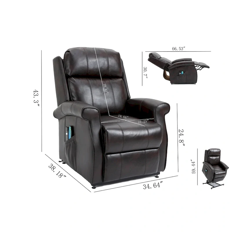GZMR Faux Leather Elderly Power Lift Recliner Chair