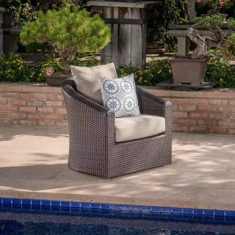 Christopher Knight Home Darius Outdoor Wicker Swivel Club Chair with Cushions