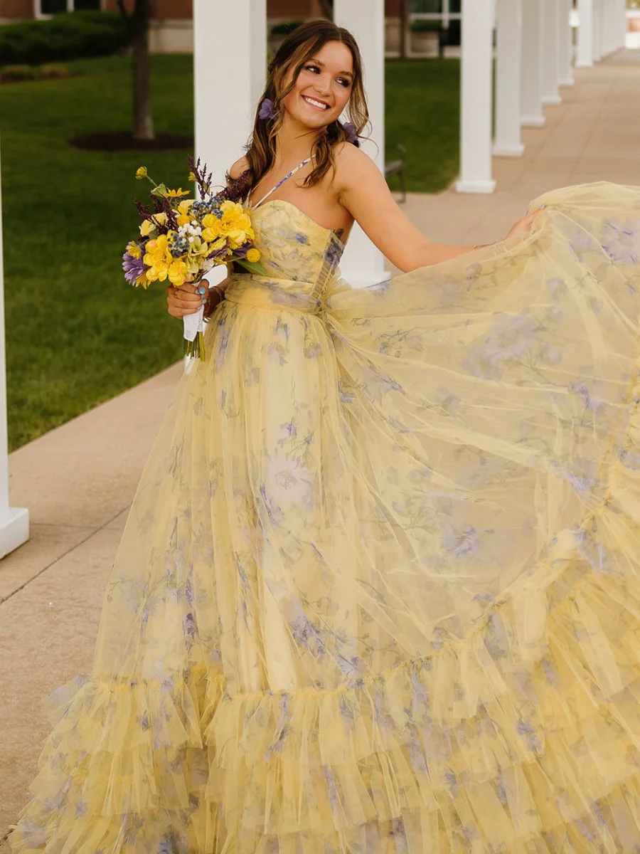 Pink Print Halter Keyhole A-Line Long Prom Dress