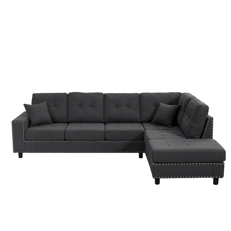 Linen L-shaped Modular Sectional Sofa with Cushions