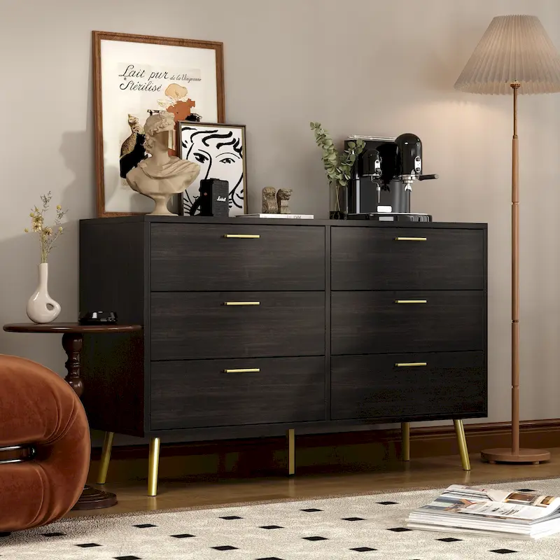 FUFU&GAGA Modern Double 6-Drawer Dresser Chest Of Drawers Cabinet
