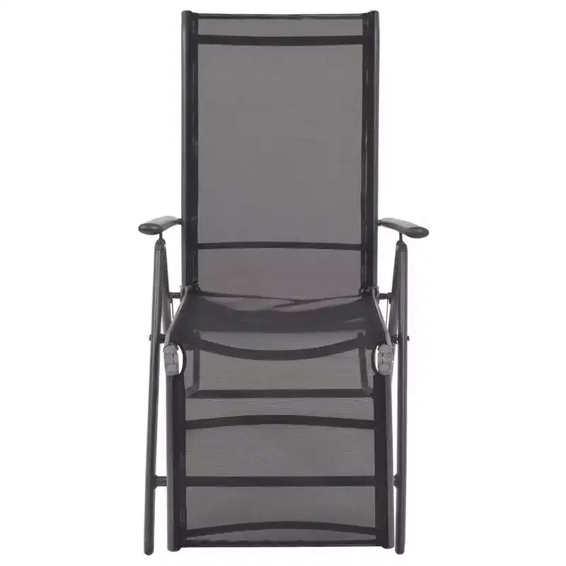 vidaXL Sunlounger Black Aluminum Medium Adjustable Armrests