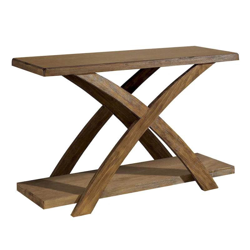 Vown Rustic Oak 48-inch Solid Wood 1-Shelf Sofa Table by Furniture of America